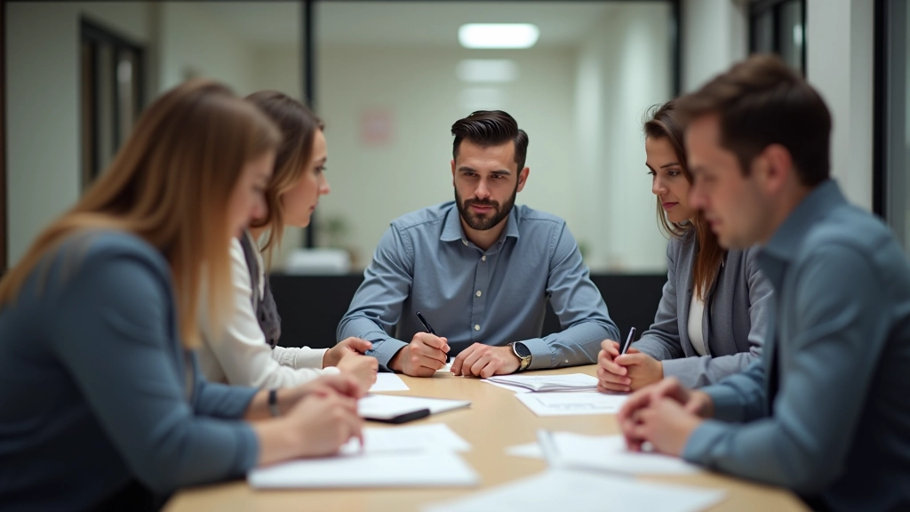 Echipă mică de lucru în birou modern cu oameni concentrați pe task-uri și procese